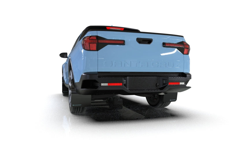 Rally Armor 22-24 Hyundai Santa Cruz Black Mud Flap w/Light Blue Logo