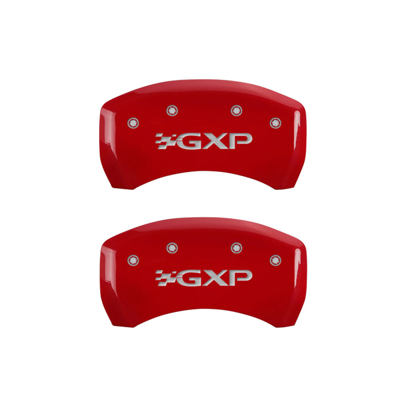 MGP 4 Caliper Covers Engraved Front Pontiac Engraved Rear GXP Red finish silver ch